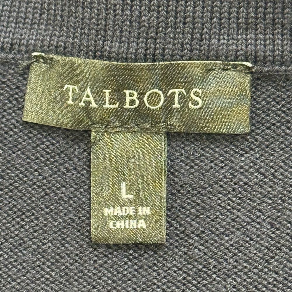 Talbots V-Neck Cardigan Sweater in Navy Blue. - Picture 7 of 8
